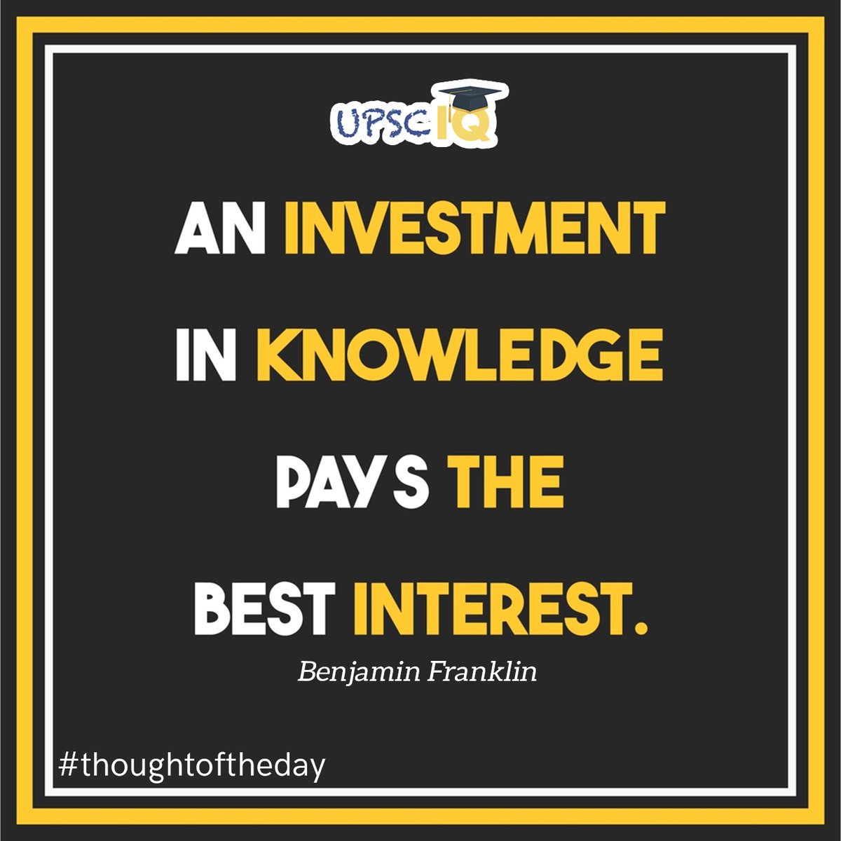 upsciq's tweet image. #investmentinknowledge #bestinterest #benjamínfranklin #thoughtoftheday #Motivationalquote #dailymotivation #quotes #quoteoftheday #todaythought #quotesaboutlife #quoteofthelife #dailyquotes #dailythoughts #motivationquotesforlife