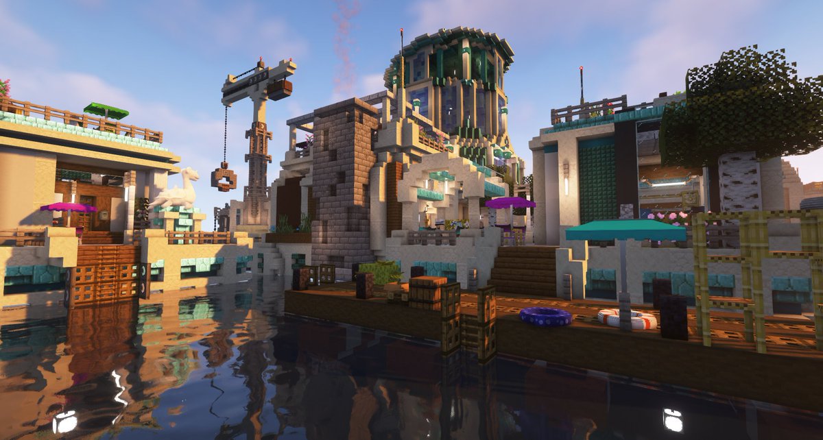 PixelmonMod's tweet image. Take a look at the upcoming Water Gym Town, our most immersive town yet... coming soon in #pixelmon 9.1.10 for Minecraft 1.16.5!
