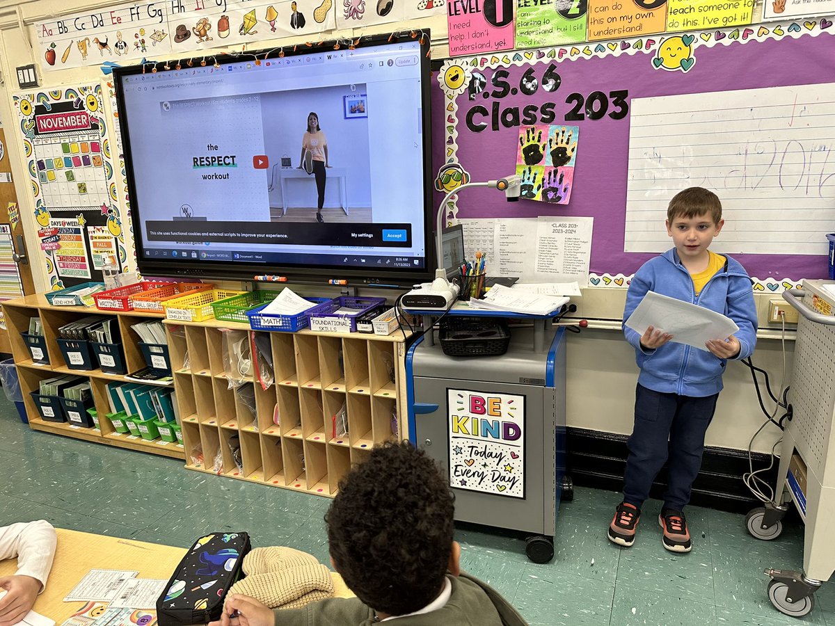 2ndWithMiller66's tweet photo. During Nalini, students came up to share the different ways they show respect, and are shown respect! We expressed how we feel when we are not respected, &amp; how it important it is to always treat others with respect! @PS66JKO @yoginiyegros @NaliniKIDS #nalinikids #sel #ps66jko https://t.co/yNNXCF59v8