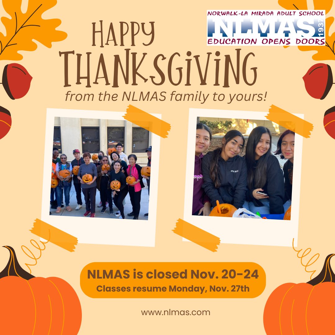 Happy Thanksgiving! 🦃🦃🦃 

#AdultEducation
#AdultEdu
#NLMUSD