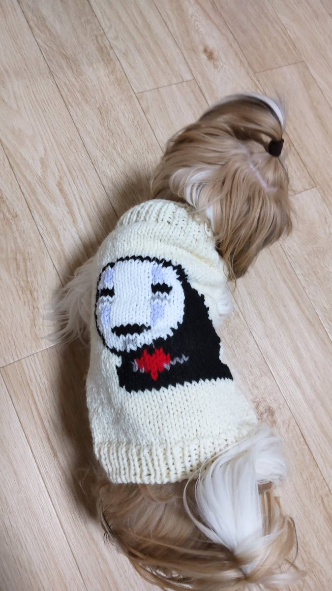 専用❣️わんちゃん〜ニットお洋服♪顔刺繍に肉球チャーム付き❤ ﾄﾞｯｸﾞｳｪｱ - Search / X