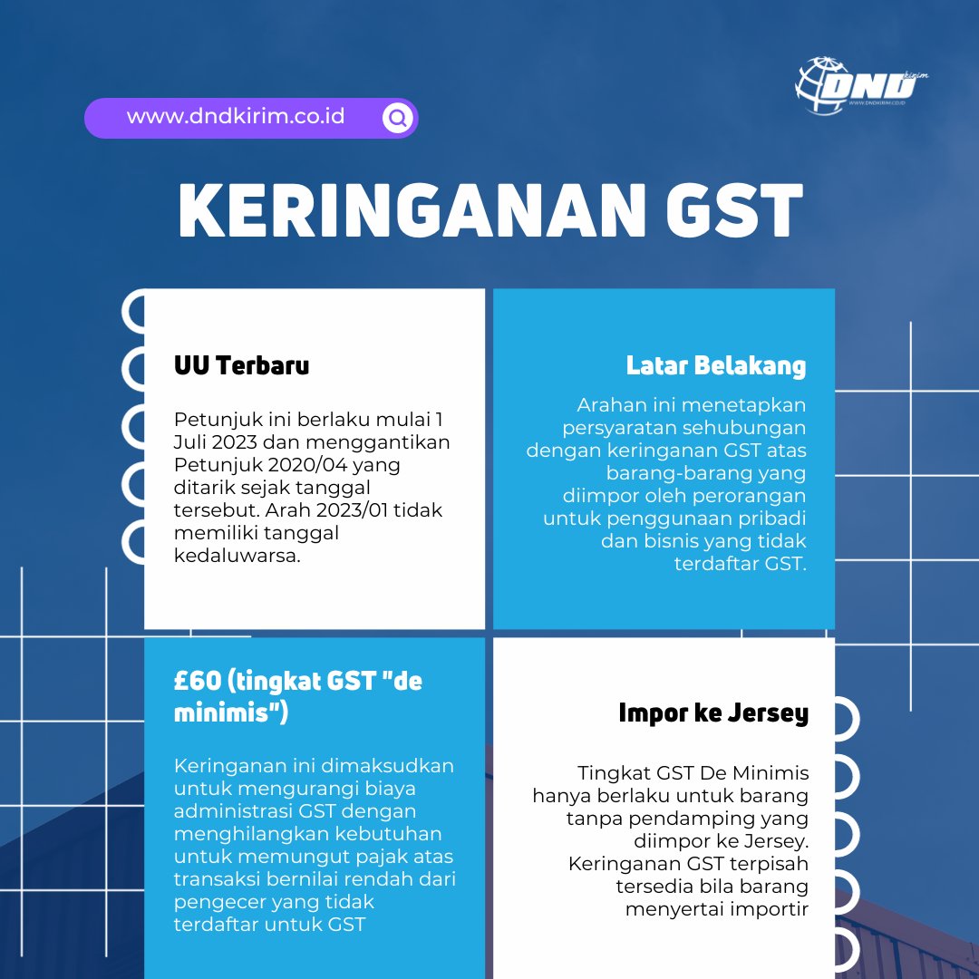 DndKirim's tweet photo. Keringanan GST Import Barang ke Jersey

Sumber :
https://t.co/J1wiZ67q2G

#ekpedsi #ekpedisiluarnegeri #jasapengirimanpaket
#kirimkeluarnegeri #kirimdenganDNDKirim #DNDKIRIM
#importexport #ekspor #UMKM #UKM #ekspormudah
#caraekspor #kirimpaketmu #regulasi #pabean #etsy #dndaja https://t.co/1P9AN4u15e