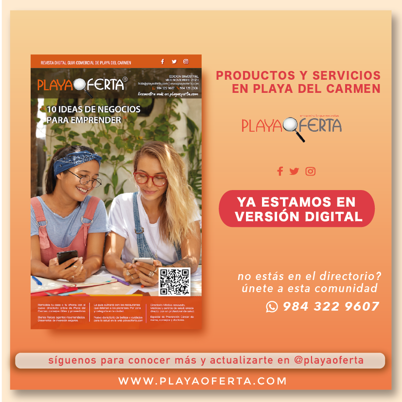 playaoferta's tweet photo. Ya puedes encontrar en línea la versión digital en 

https://t.co/DRQKtbBZmj

#playaoferta
#PlayaDelCarmen https://t.co/ynuiJALKHC