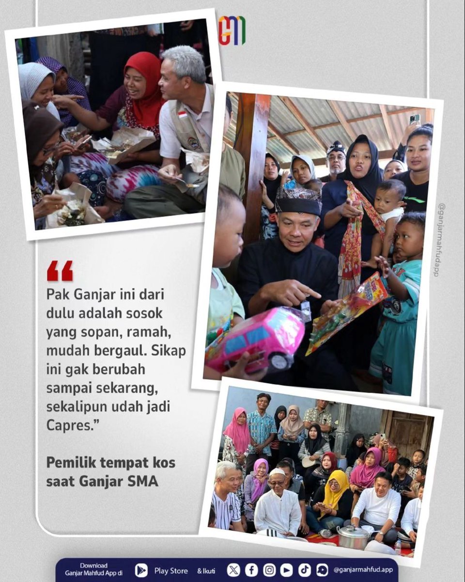 Menjadi pemimpin untuk rakyat, harus lahir dari rahim rakyat. Pemimpin yang berproses sehingga memiliki empati yang besar dengan rakyat sehingga tau betul apa yang dibutuhkan oleh rakyat.

Ganjar Mahfud IdolaRakyat
Pilih Pemimpin T3rbaik