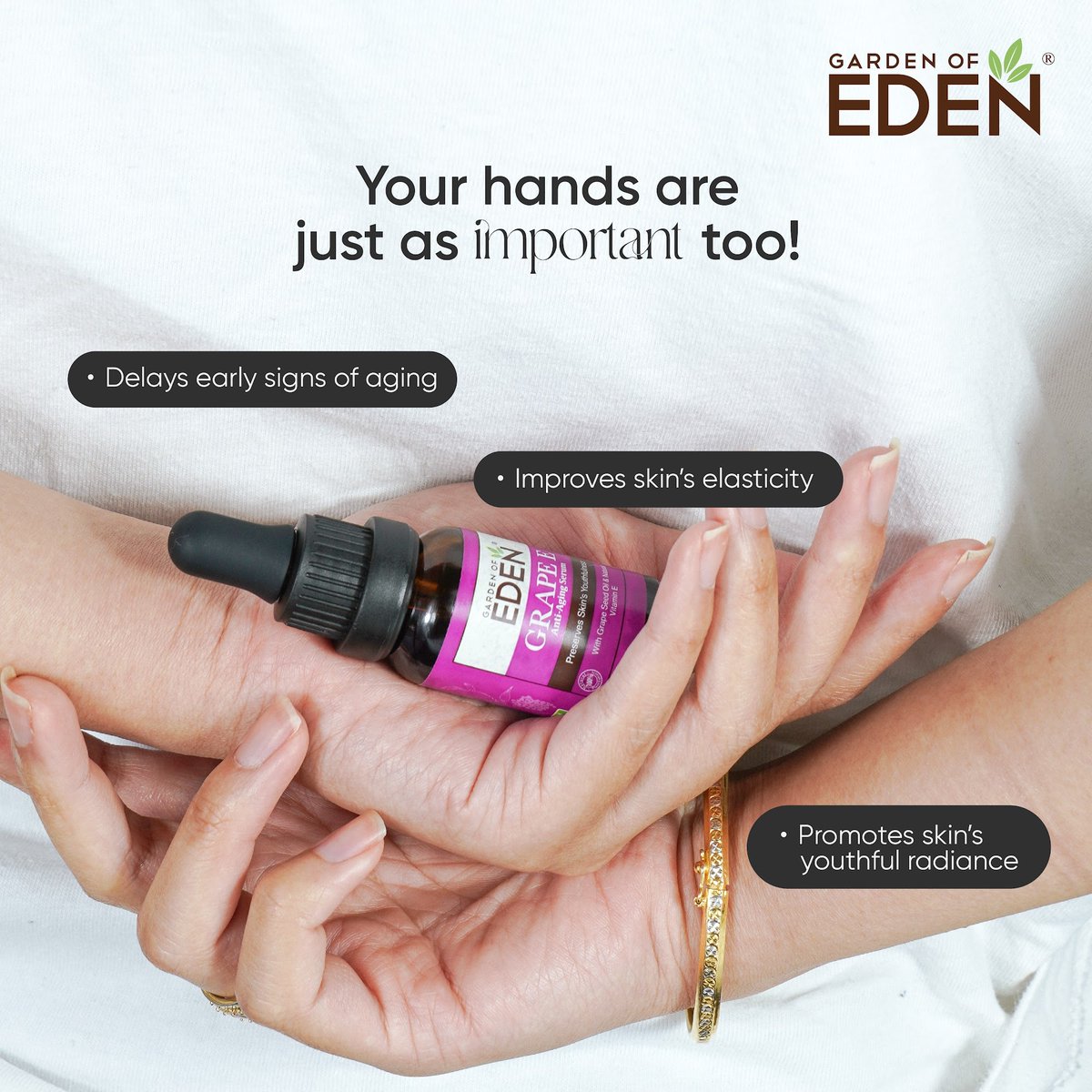 GOESkincare's tweet photo. Did you know you can use our Grape E Anti-Aging Serum for your body too? We love massaging a bit of this serum to our hands to keep our hands looking youthful always! 

Free from fragrance, preservatives, colouring, alcohol, animal ingredients, and ermatologically tested 🌱💚 https://t.co/iMNXlztMMe