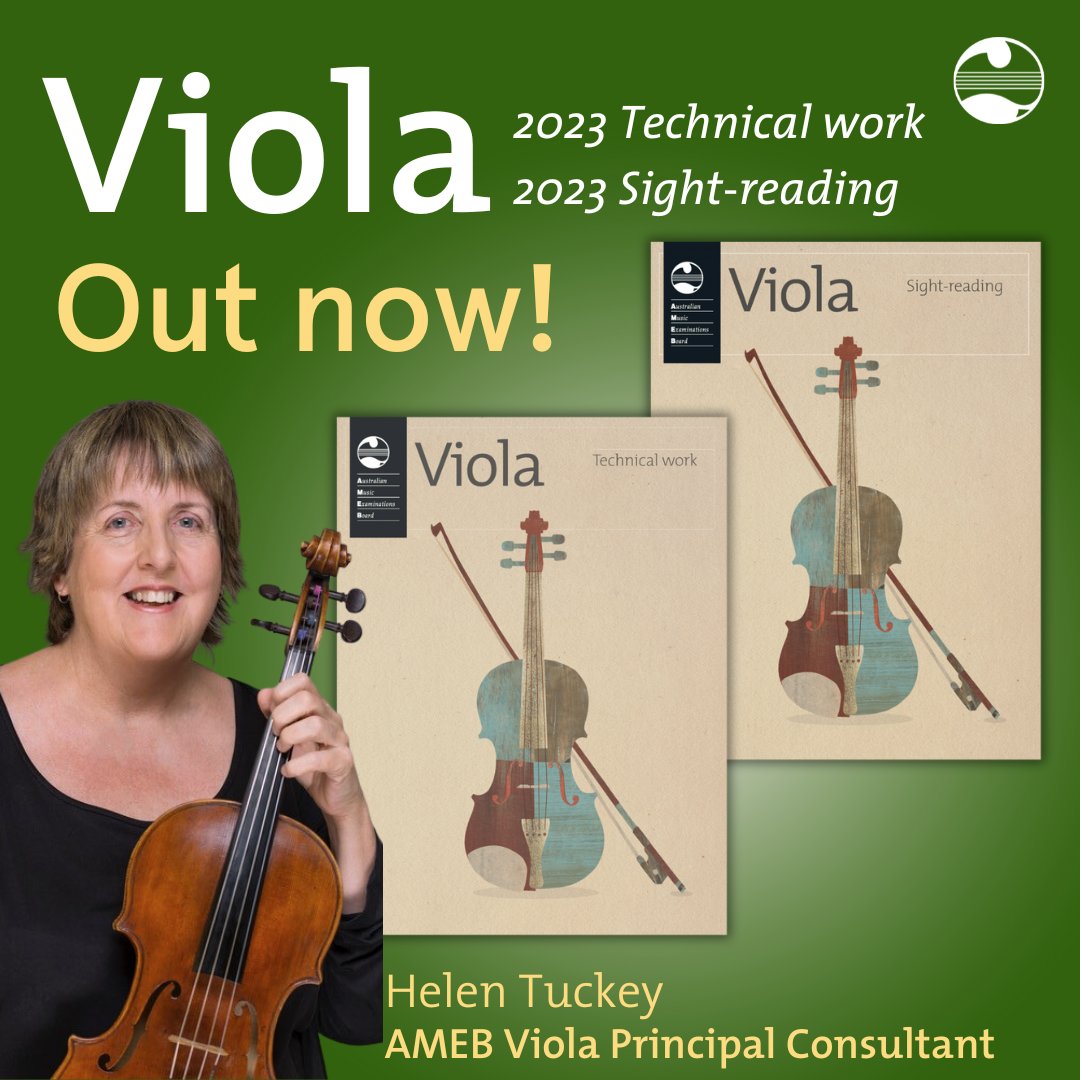 OUT NOW | New AMEB Viola Syllabus

Our latest publications are here:
• AMEB Viola Series 2 (Preliminary - G4)
• 2023 Technical work
• 2023 Sight-reading.

Created in consultation with Australia's leading
musicians and music educators.

Buy now: bit.ly/46o6r51

#AMEB