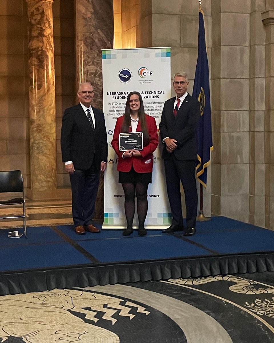 HNSfccla's tweet photo. Our chapter vice president, Emma Wubben, was recognized today in the state capitol by the Commissioner for her outstanding achievement at Nationals! We are so proud of Emma and all of her accomplishments within FCCLA! https://t.co/yetqZVEhi3
