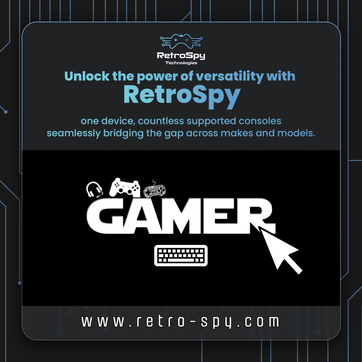 RetroSpyDisplay's tweet image. Unlock the power of versatility as you connect seamlessly with one device across countless supported consoles. 🕹️ 
.
.
Visit our website: 👉 @ retro-spy.com
.
.
#technologylover #inputDisplay #Keystroke #Consoles #RetroSpy #NintendoSpy #hardwaresoftware