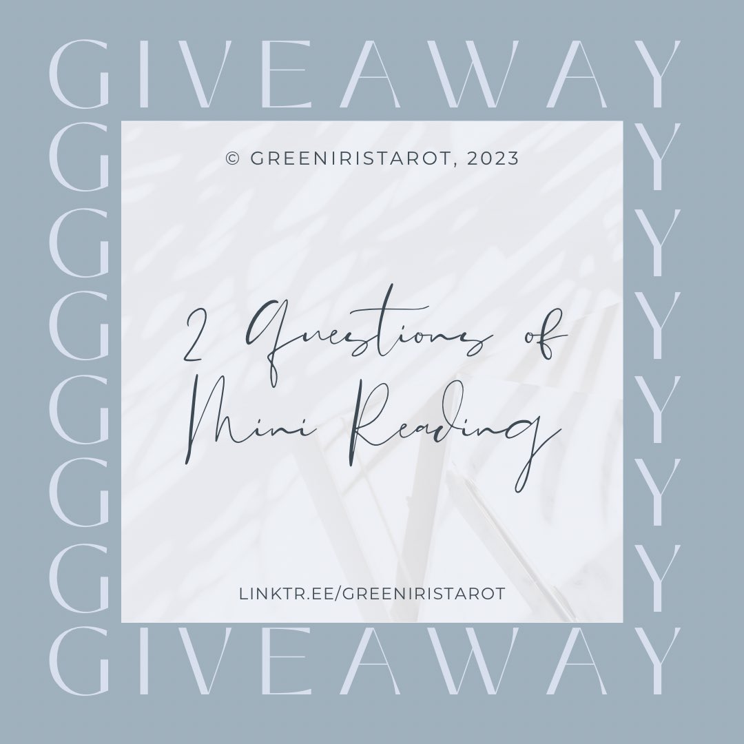 GreenIrisTarot's tweet photo. Third Giveaway: 𝟐 𝐌𝐢𝐧𝐢 𝐑𝐞𝐚𝐝𝐢𝐧𝐠 𝐐𝐮𝐞𝐬𝐭𝐢𝐨𝐧𝐬

If you want to choose this option, please 𝐑𝐄𝐓𝐖𝐄𝐄𝐓 𝐚𝐧𝐝 𝐋𝐈𝐊𝐄 this tweet.

Ps. Remember to choose one giveaway/person. If you don’t want this, do not like and retweet. https://t.co/dICYysRe3c