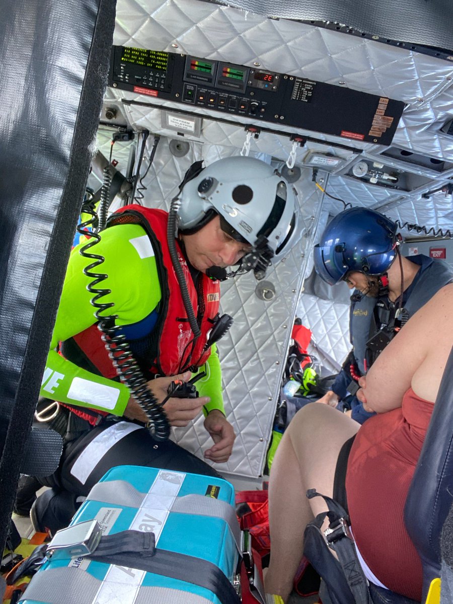 #RACQ #CQRescue has winched an injured woman off a yacht near Hook Reef and is now en route to Proserpine hospital. It’s is believed she dislocated her shoulder in a fall into a tender. Tasked by <a href="/qldhealth/">Queensland Health</a>  at 11.30am