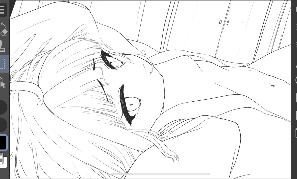 今年のクリスマスイラストはみゃこ先輩をどうしてくれようかWIP ベッドの上か箱入り娘か…