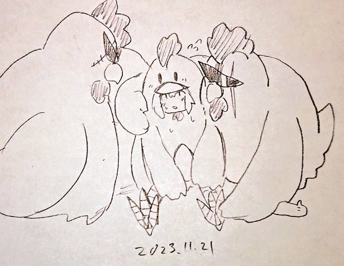 悪い鶏に騙されるニワトリのコスプレ 