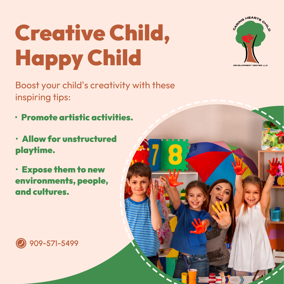 Ignite the creative spark in your child with art, unstructured play, & diverse social exposure; nurture their artistic passions and witness the happiness and pride it brings.

#ChildCare #ChildCreativity #SanBernardinoCA