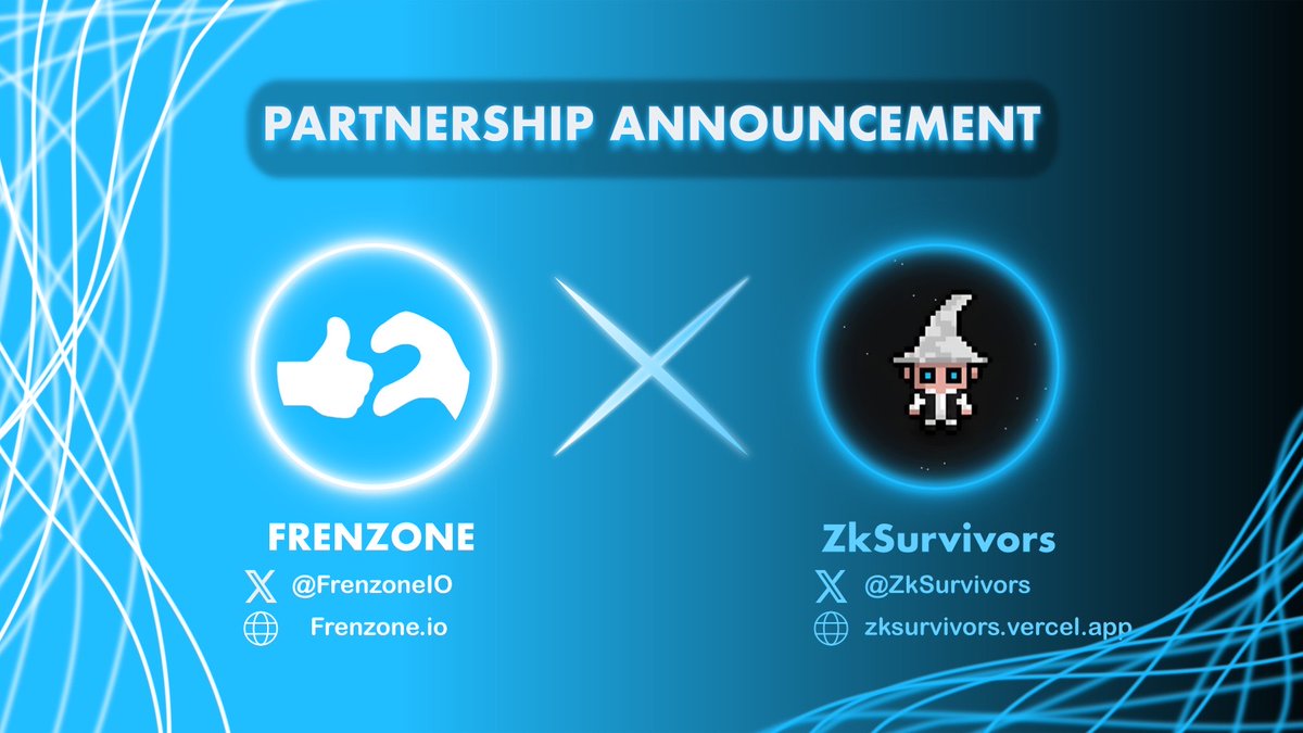 frenzoneIO's tweet photo. 𝗣𝗔𝗥𝗧𝗡𝗘𝗥𝗦𝗛𝗜𝗣 𝗔𝗡𝗡𝗢𝗨𝗡𝗖𝗘𝗠𝗘𝗡𝗧
𝗙𝗿𝗲𝗻𝘇𝗼𝗻𝗲 🤝 𝗭𝗸𝗦𝘂𝗿𝘃𝗶𝘃𝗼𝗿𝘀

#Giveaway 🎁
🏆5 WL Free mint from @ZkSurvivors
🏆5 WL from @frenzoneio

To join: 
1️⃣ Follow @frenzoneio &amp; @ZkSurvivors
2️⃣Like❤️, RT &amp; comment

#Socialfi #Frenzone #Aptos #ETH #NFT https://t.co/XpF1QculJt