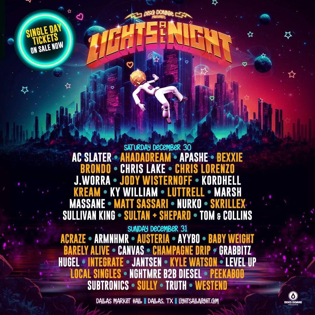 FAM‼️ RT &amp; Tag a friend for a chance to win 2 2-Day passes to <a href="/LightsAllNight/">Lights All Night</a>  🪩🪩🪩🪩🪩🪩🪩🪩🪩🪩🪩🪩🪩🪩

•Must Follow 🕺🏽💃🏻
<a href="/RealDiscoDonnie/">Disco Donnie</a>
@DDPWorldwide
<a href="/TexasEDMFamily/">TEXAS EDM FAMILY</a>

•Ends 12/23 

Tickets &amp; info: bit.ly/23LAN