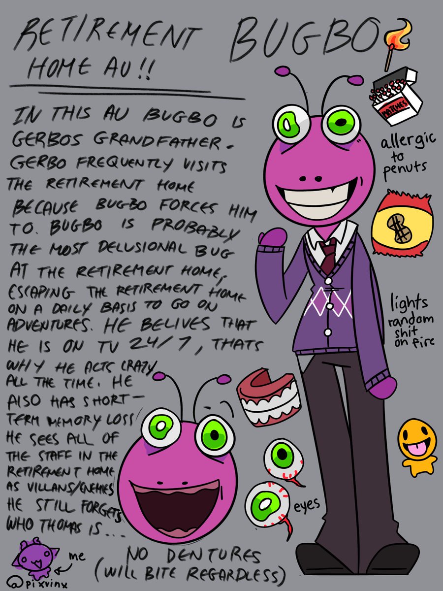 pixvinx's tweet photo. Look at what happened I ASKED a question,but no one answered and now the ref looks like this 👿 #bugbo #bugboau #bugbofanart #fanart #BUGHATER https://t.co/VozIeVRDwA