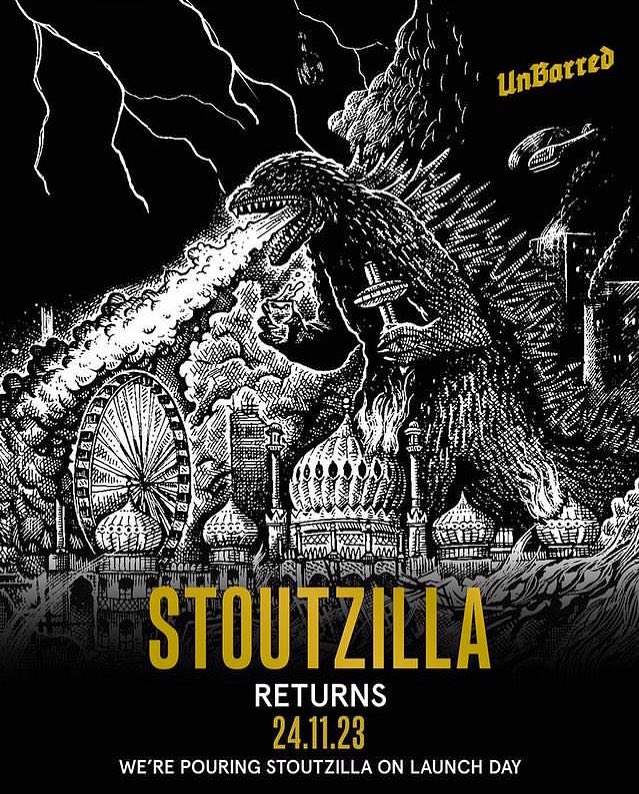 It’s back! 

24.11.23

<a href="/UnBarredBrewery/">UnBarred Brewery</a> 
#craftnotcrap #stoutzilla #unbarred #craftbeer #cityoflondon #craftbeerculture #craftbeerlife #jointhedarkside #craftbeercommunity #cheekypint #publife #timeoutlondon #eastlondon #barlife #bartender #lovecraftbeer #craftbeer #londonlife