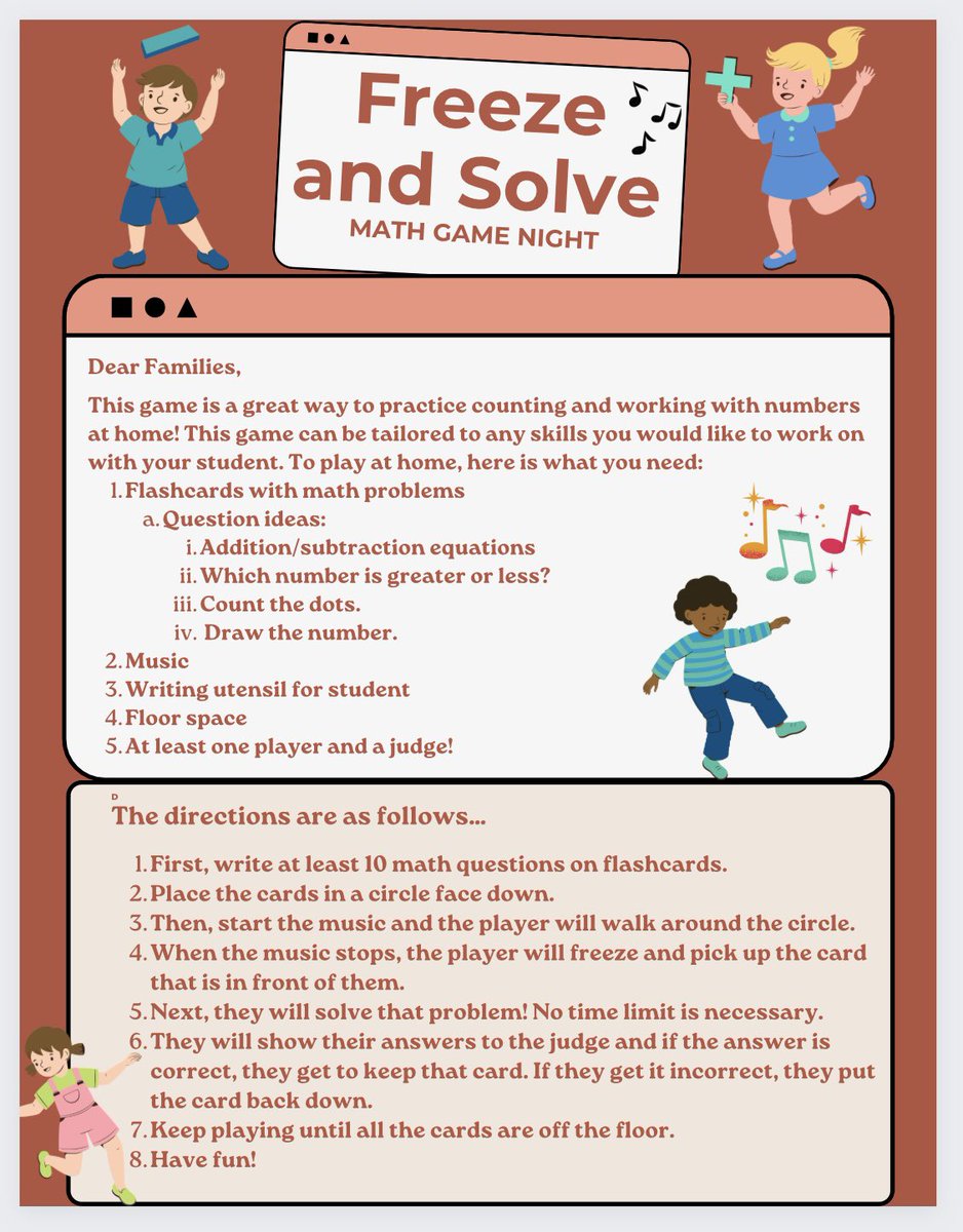 abbykoch131's tweet photo. For MSED 581, our cohort went to Netherwood Elementary School to play the math games with students and their families! @BellaRiviezzo1 and I created an engaging math game involving music and movement to help students solve math problems. Overall, family game night was a success! https://t.co/FMMdCfrydy