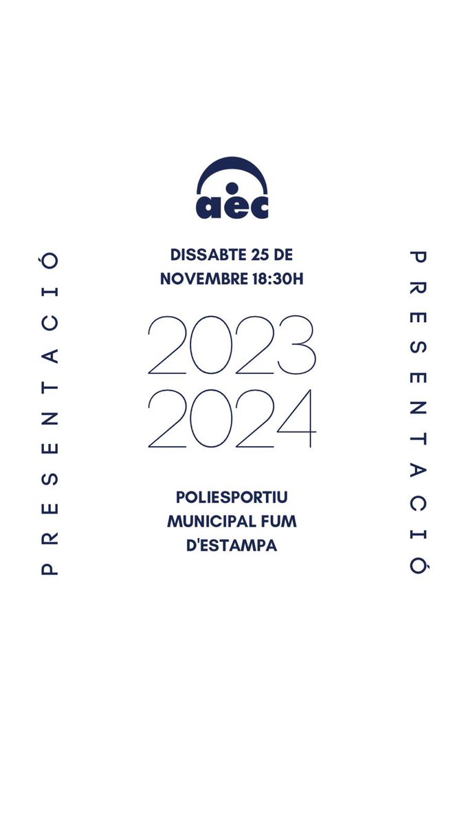 🎙PRESENTACIÓ DE LA TEMPORADA 2023 - 2024

Aquest dissabte us esprem a tots i totes per OMPLIR el Fum💙

𝙁𝙚𝙢 𝙘𝙡𝙪𝙗; 𝙩𝙤𝙧𝙣𝙚𝙢 𝙖 𝙨𝙚𝙣𝙩𝙞𝙧-𝙝𝙤

#familiaaec #bàsquetcatalà #aeccollblanc