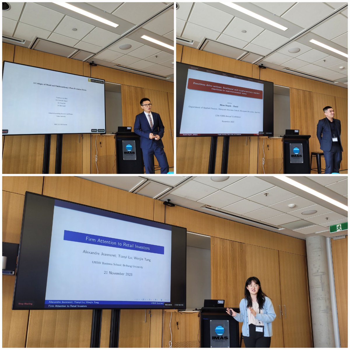 The #PhD students were incredible! They win the best dressed award, but also most timely presenters prize. Excellent papers presented very well and more importantly answered even better. The race for best PhD presenter award is on!
#FIRN2023 <a href="/FIRN_AUS/">FIRN</a> #EconTwitter