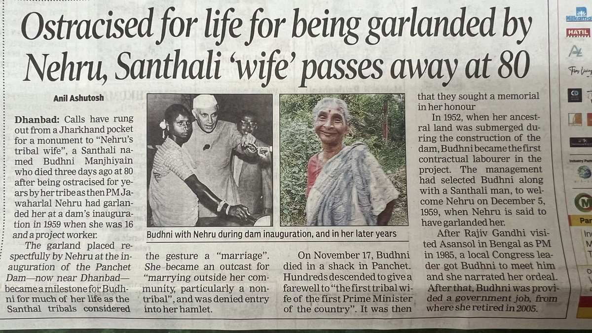 amitsurg's tweet photo. This is why cultural literacy is important. How our first Prime Minister ruined the life of a tribal girl by garlanding her, without understanding what it stands for in her community. https://t.co/Y4X5ttRpOT