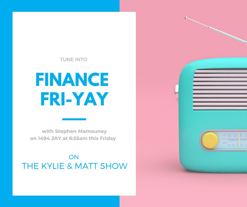 FINANCE FRI-YAY: Stay financially well this silly season! Tune into Radio 2AY at 6:55am this Friday to hear Stephen's tips on how to stay financially well this season. Don't miss it! 
#financenews #financefriyay #radiointerview #radio2ay #kylieandmatt