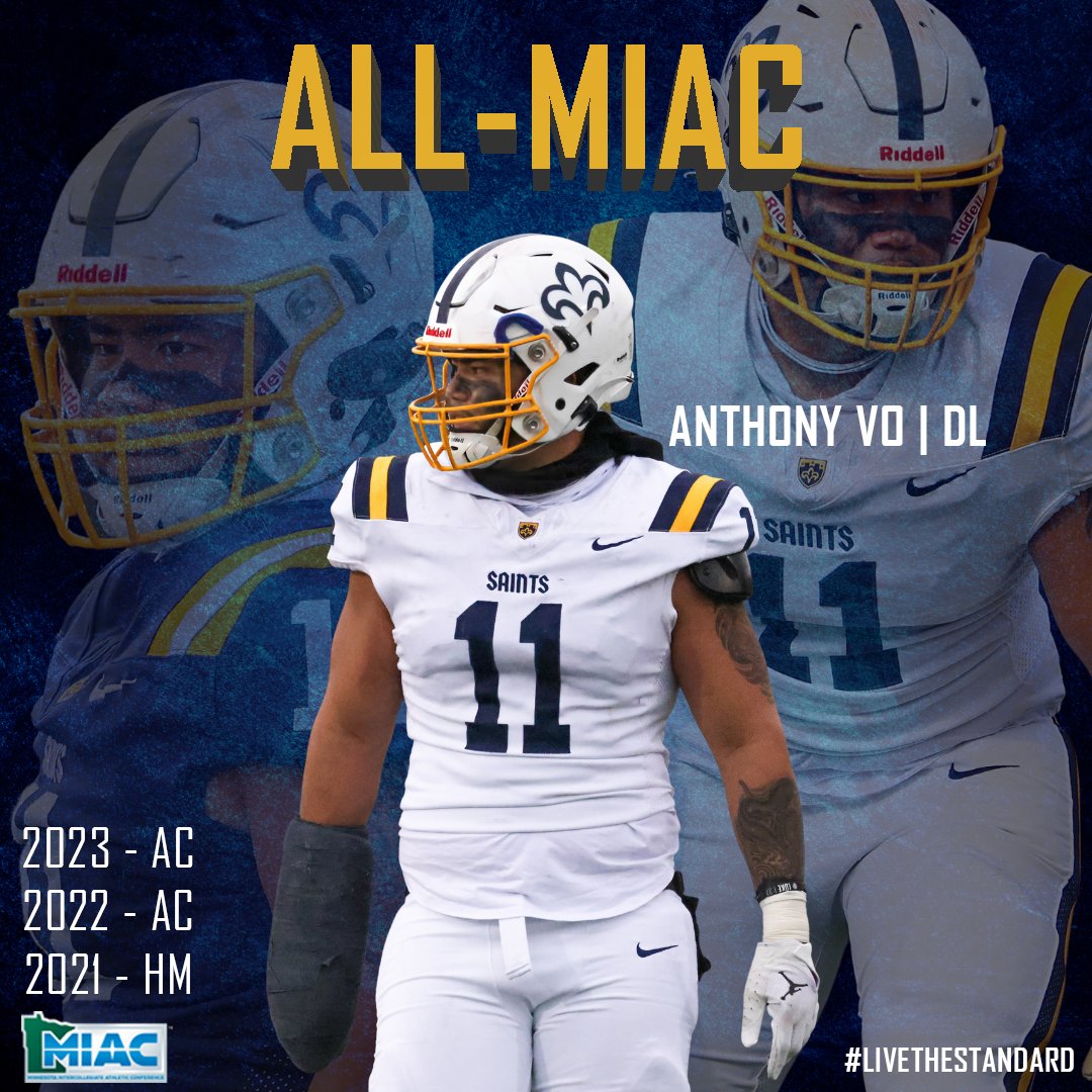 CSSSaintsFB's tweet photo. Congratulations Anthony on your 3rd straight All-MIAC Selection!!!! #LiveTheStandard https://t.co/28bSaaIqhS