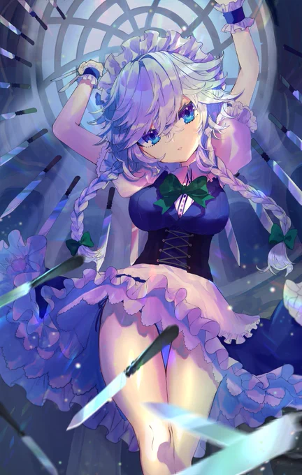 #いいふとももの日過去絵だけど太もも気合い入れまくった咲夜さん 