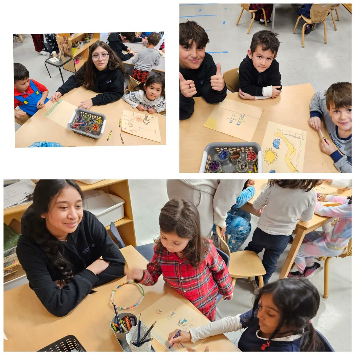 StAgnesYcdsb's tweet image. Bullying Awareness and Prevention Week- Spending time with my buddy!!! Gr. 8s working alongside Ms. Vinci's FDK class. #kindnessposters #precious