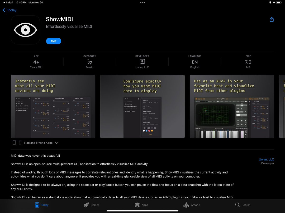 gbevin's tweet photo. ShowMIDI for iOS is now available for free in the App Store:
https://t.co/rVcmHRVGS4
All the other platforms are available on GitHub, including the full source code: https://t.co/EcLXutG3kE
#midi #mpe #midimonitor #linnstrument #seaboard #auv3 #ios #ipad #opensource https://t.co/j0H2hVNTVc