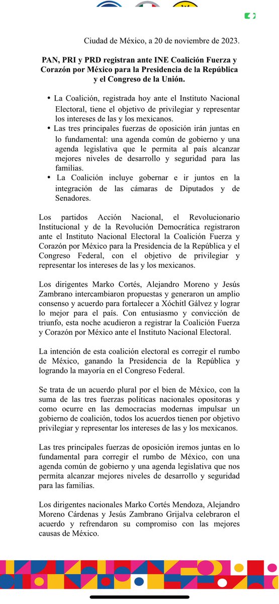 #PAN, #PRI y #PRD registran ante #INE #Coalición #FuerzaYCorazónPorMéxico, para la #Presidencia de la #República y el #CongresoDeLaUnión.