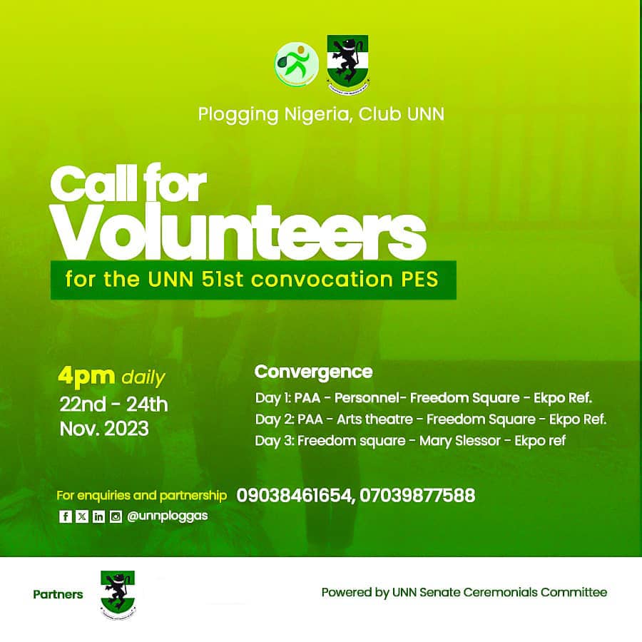 Green greetings to you. 💚 @unnploggas invites you to join her between Nov 22nd and Nov 24th (see flyer for more details) as we ensure that we spread the green gospel in during the Convocation festivities. tinyurl.com/CONVOPES _...we keep fit to keep clean._