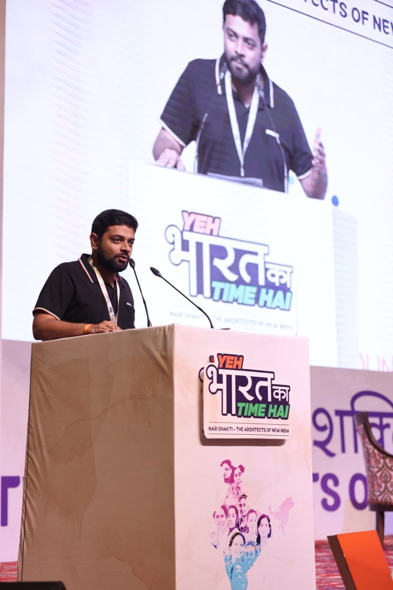 idea_mp's tweet photo. Shri Jayvardhan Joshi informed the audience about the audience about Idea of New MP Council and upcoming initiative’s during #yebharatkatimehain- Nari Shakti- Architects of New India Event. https://t.co/75BTJbGRpC