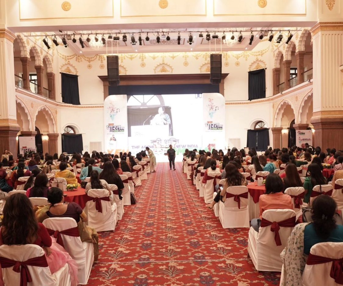 idea_mp's tweet photo. Shri Jayvardhan Joshi informed the audience about the audience about Idea of New MP Council and upcoming initiative’s during #yebharatkatimehain- Nari Shakti- Architects of New India Event. https://t.co/75BTJbGRpC