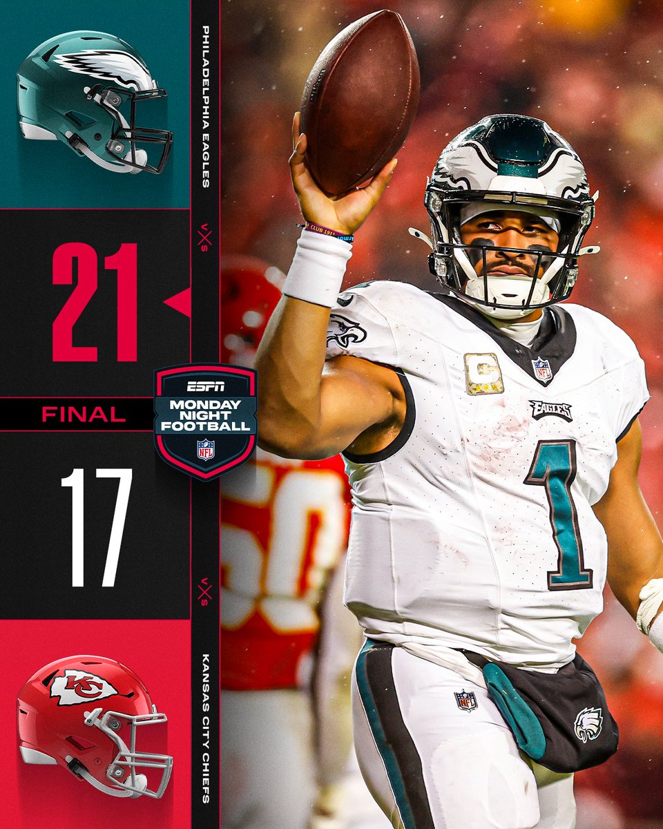 FINAL: @Eagles win at Arrowhead! #FlyEaglesFly #PHIvsKC