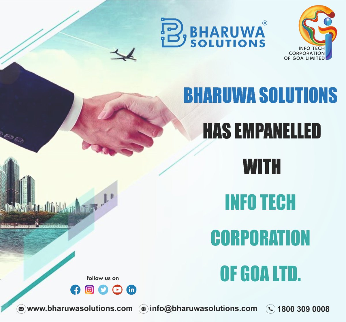 BharuwaS's tweet photo. Bharuwa Solutions (India based ISO/IEC 27001:2013, ISO 9001:2015 certified company) pleased to announce that it has been empanelled with Info Tech Corporation of Goa Limited.
#BharuwaSolutions #Empanelment #InfoTechCorporationofGoaLimited #ITCGL #Empanel #ITCompany #Swadeshi https://t.co/TLnTUpdOtf