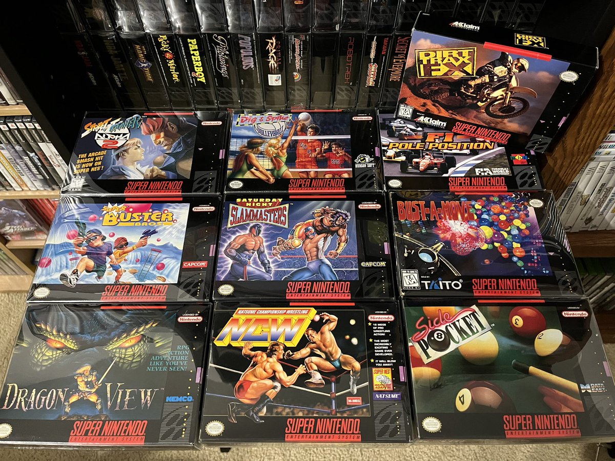 DorianZdrinc's tweet photo. SNES games from last nights unboxing stream.

#snes #supernintendo #videogames #gamecollecting https://t.co/hj219J9mAp