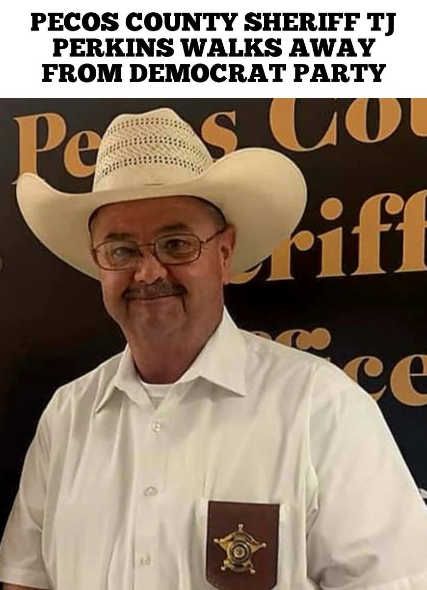 Sheriff TJ Perkins joins the Republican Party, citing frustrations with current border policies. Democrat to Republican over the Biden Border Policies. 

As Pecos County’s Sheriff, his insight adds a new perspective to the ongoing border debate! 
#SheriffPerkins #BorderPolicies