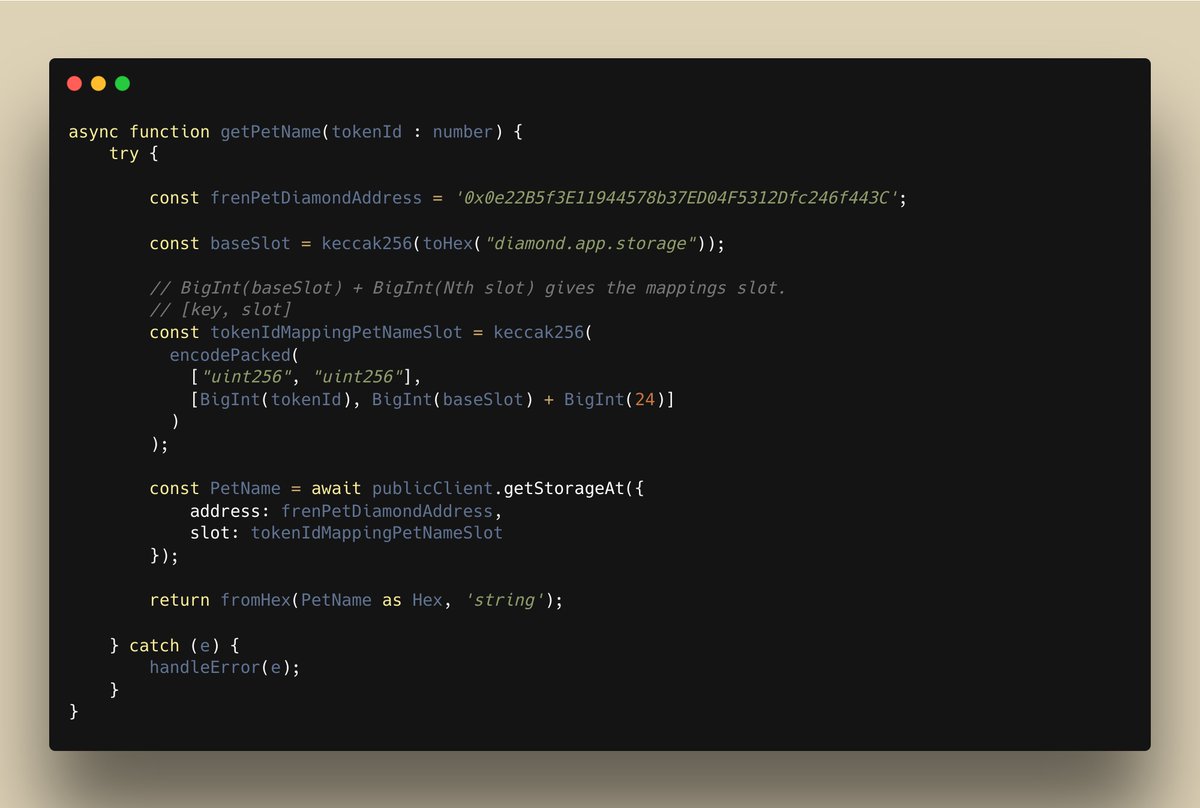 iamsku_'s tweet photo. Exploring the buzz around @frenpetonbase and their use of the Diamond Proxy (EIP-2535), I decided to test out https://t.co/Vwvpmk22fP against ethers for direct storage reads. Impressively, I barely had to write anything to read my pets name 👾 https://t.co/AfI53lQJjb