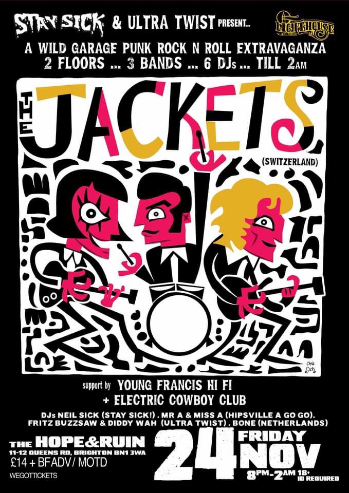 hide49624814's tweet photo. The Jacketsのフライヤーがいつも素晴らしいアートワーク🎨
#thejackets https://t.co/4hPaRLdHI6