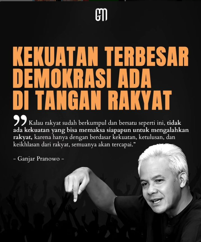 Inget, gak ada satupun yang bisa ngalahin kekuatan rakyat dalam berdemokrasi. Jadi tetap semangat buat kawal Pilpres dengan damai dan jangan takut buat pilih pemimpin sesuai hati nurani.  Ganjar Mahfud IdolaRakyat Pilih Pemimpin T3rbaik