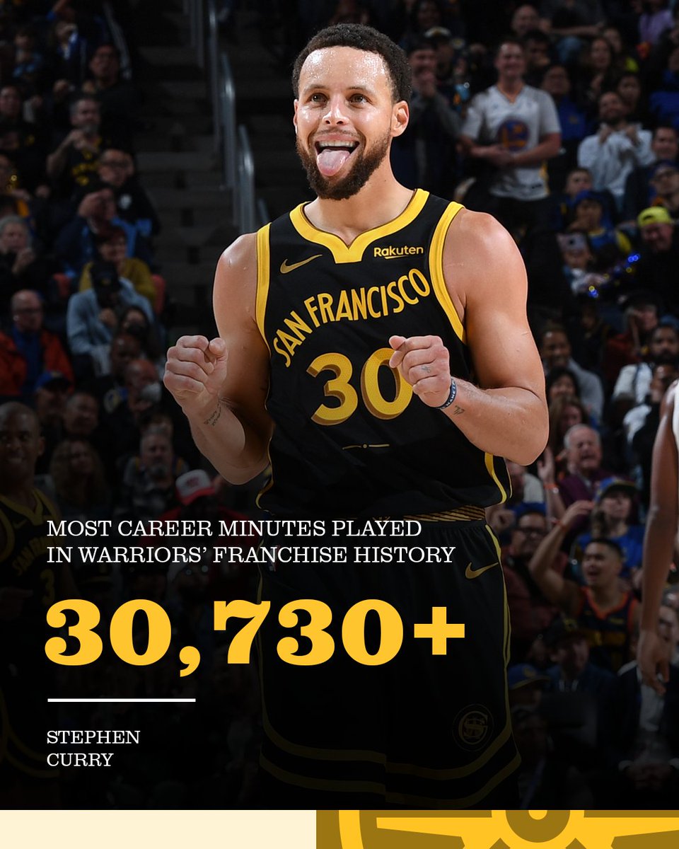 warriors's tweet photo. Stephen Curry has now played more minutes than ANY Warrior in franchise history.

The franchise's minutes played record was previously held by Nate Thurmond. https://t.co/sc9QH4moNo