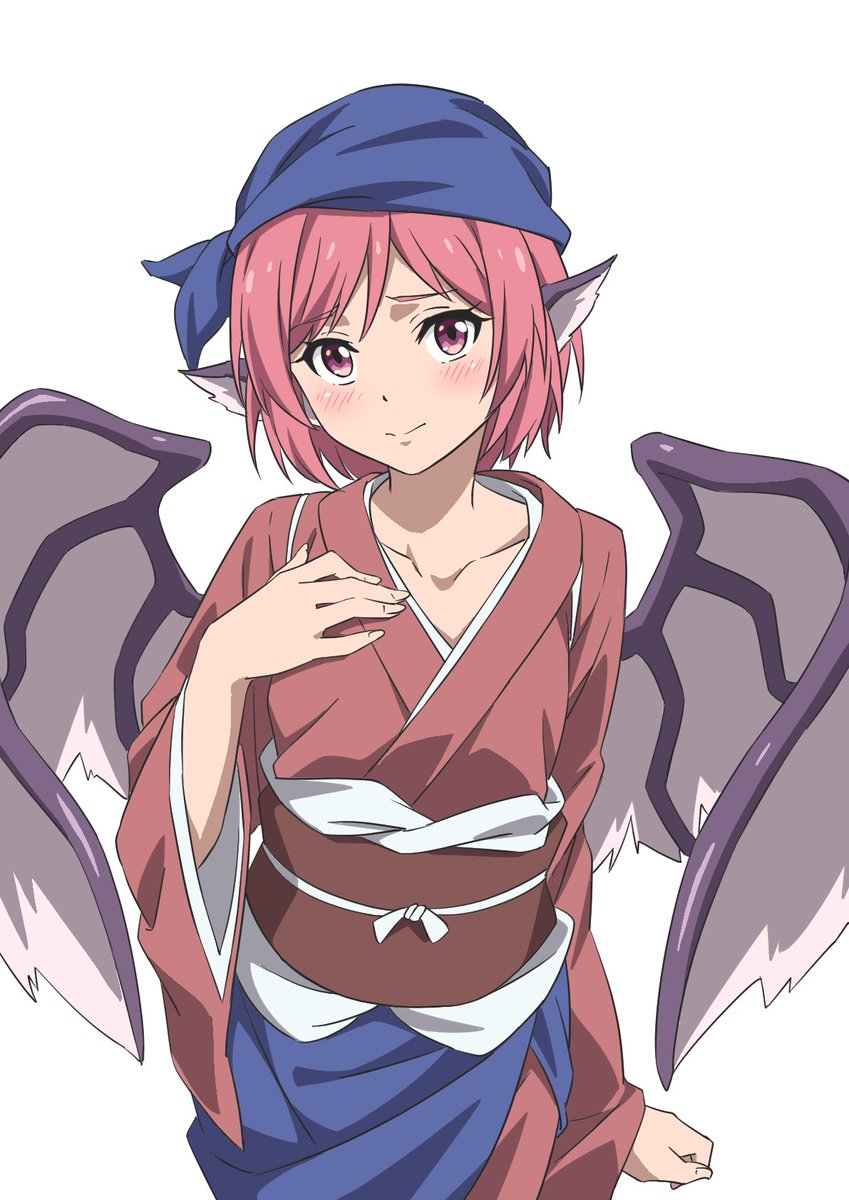 mystia lorelei 1girl solo okamisty wings pink hair japanese clothes white background  illustration images
