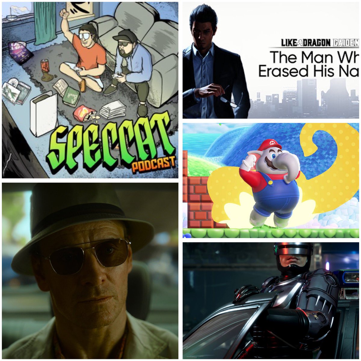 speccat's tweet photo. Vi recenserar Super Mario Bros Wonder, pratar om snuskgubben Paul Verhoeven med anledning av Robocop: Rogue City och besöker Osaka i senaste Like A Dragon Gaiden-spelet. Vi funderar också kring den kommande Zelda-filmen. https://t.co/RViaObmLM9