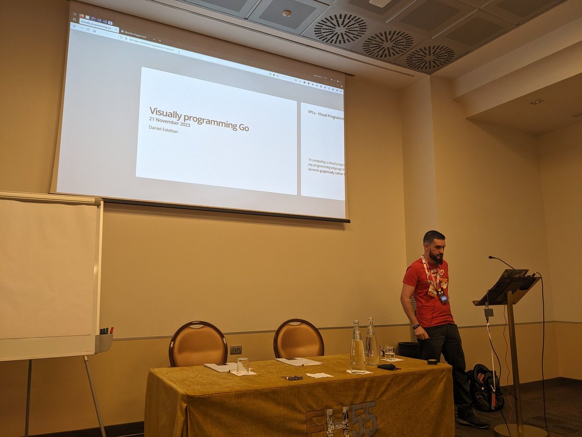 About to start 'Visually programming in Go' from the incredible @_CONEJO here at @golab_conf #tinygo #golang #Golab #Golab2023