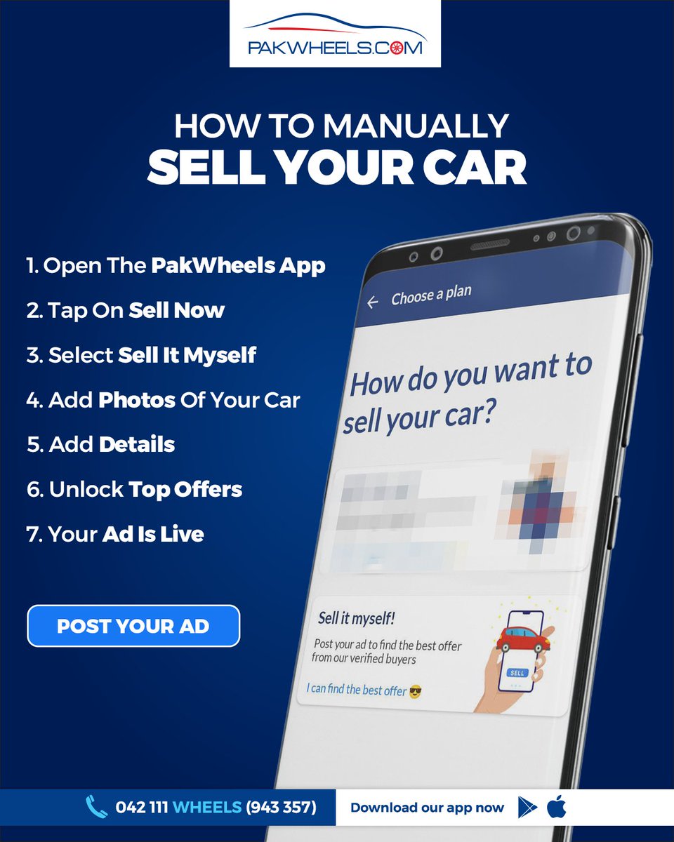 PakWheels's tweet photo. Here is a guide to quickly sell your car at PakWheels!🚗

Place your ad: https://t.co/DrjLT9wN6M

#PWsell #SellYourCar #PakWheels https://t.co/MrHdG8ljZL