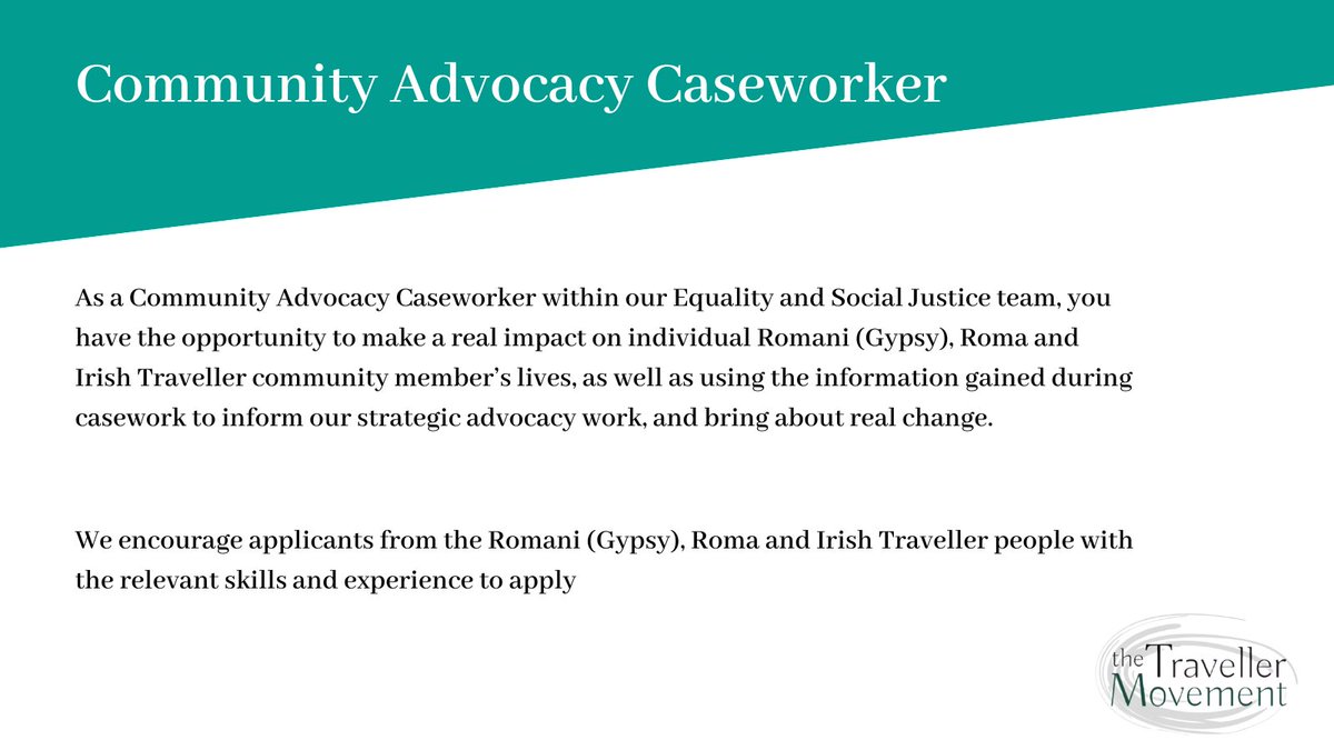 GypsyTravellerM's tweet photo. 📢We are recruiting for a caseworker!
We are looking for  highly motivated people with excellent communication and team working skills who are interested in community facing advocacy, casework and support services. Apply below 👇https://t.co/a6XyOi2Neo https://t.co/iaMaskGDVp