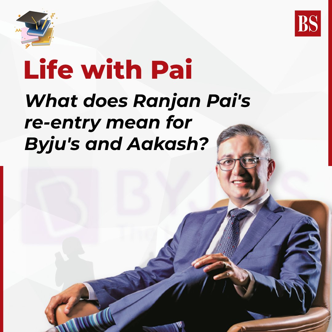 bsindia's tweet image. Life with Pai 
In 2012, Ranjan Pai was captivated by Byju Raveendran's classes at #Manipal's Fortune Inn, leading his Aarin Capital to invest in Byju's in 2013. 

What does Pai's re-entry mean for Byju's and #Aakash? 

Read to find out: mybs.in/2cJMw59
@PeerzadaAbrar