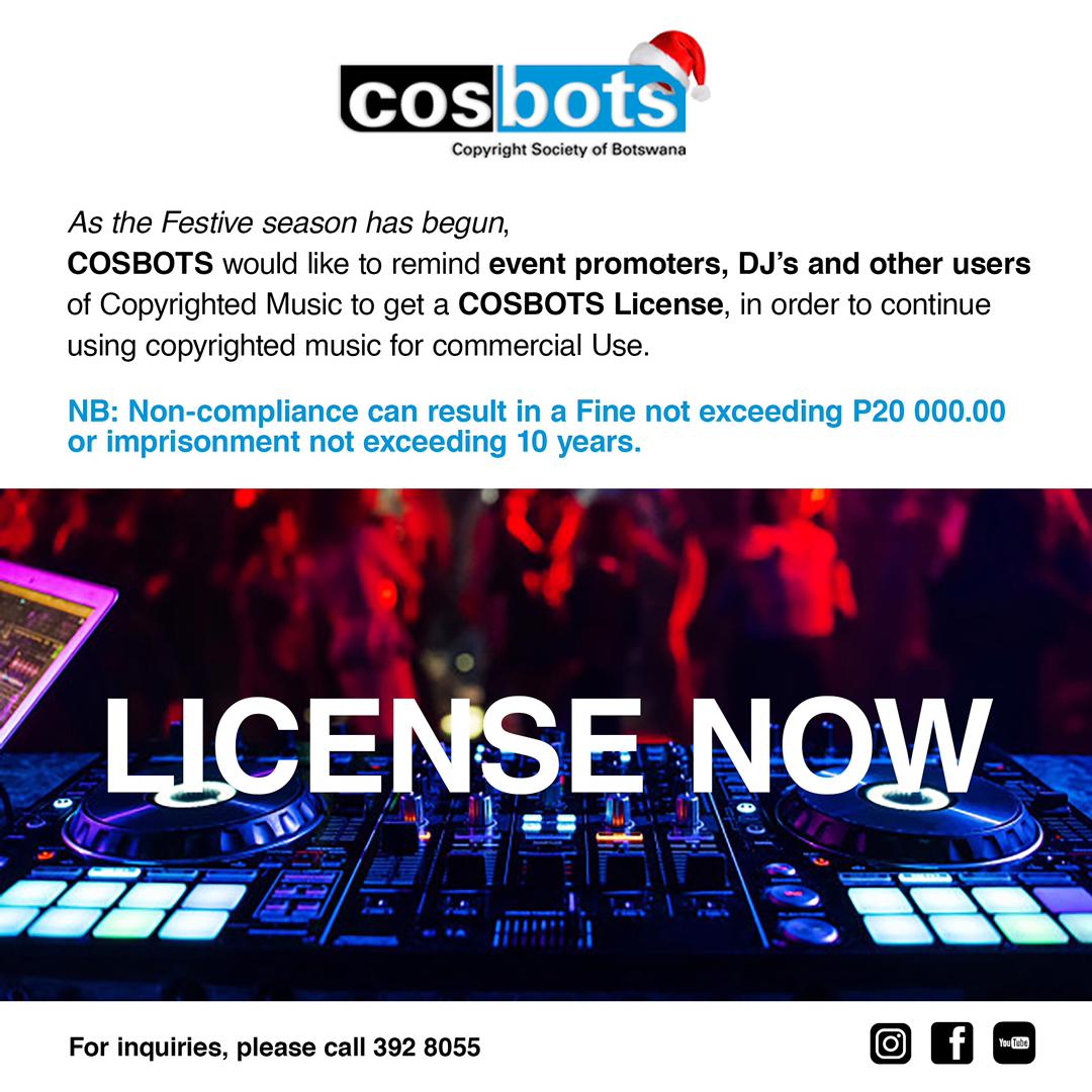 Embrace the festive season by licensing your event with COSBOTS. Contact COSBOTS to get a music license in order to use copyrighted music for commercial use.

#COSBOTS
#WeEmpowerCreativity