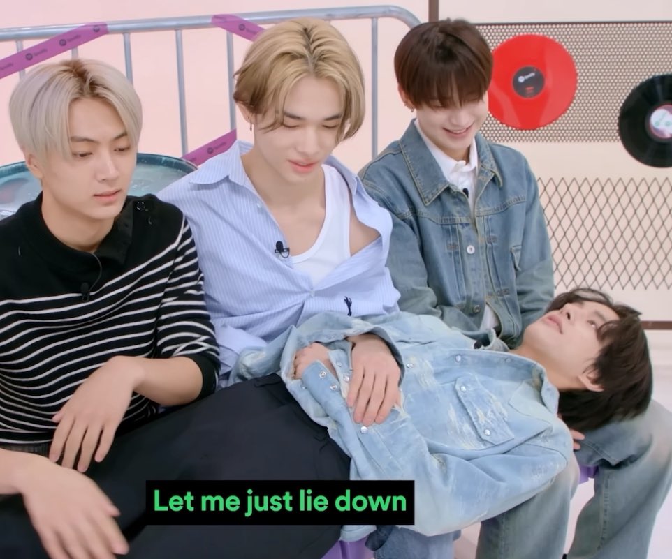 dearsimjae's tweet photo. the way they just let jake lie down on them 😭 he’s never beating that official enhypen princess allegations https://t.co/LruWX08g49